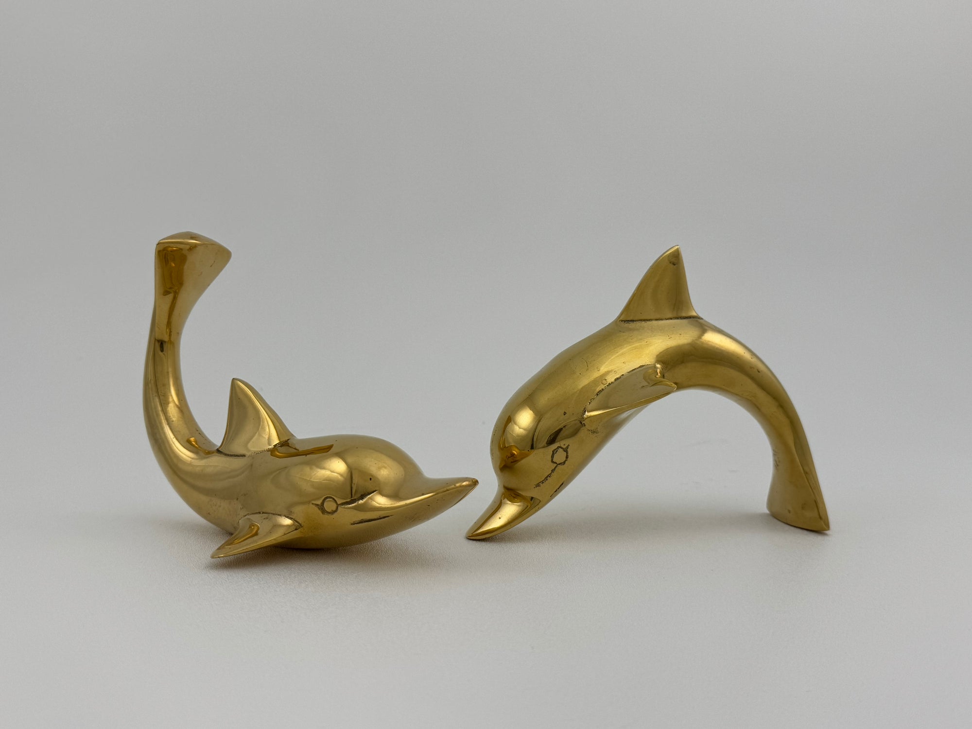 Vintage Brass Playful Dolphins-A Pair