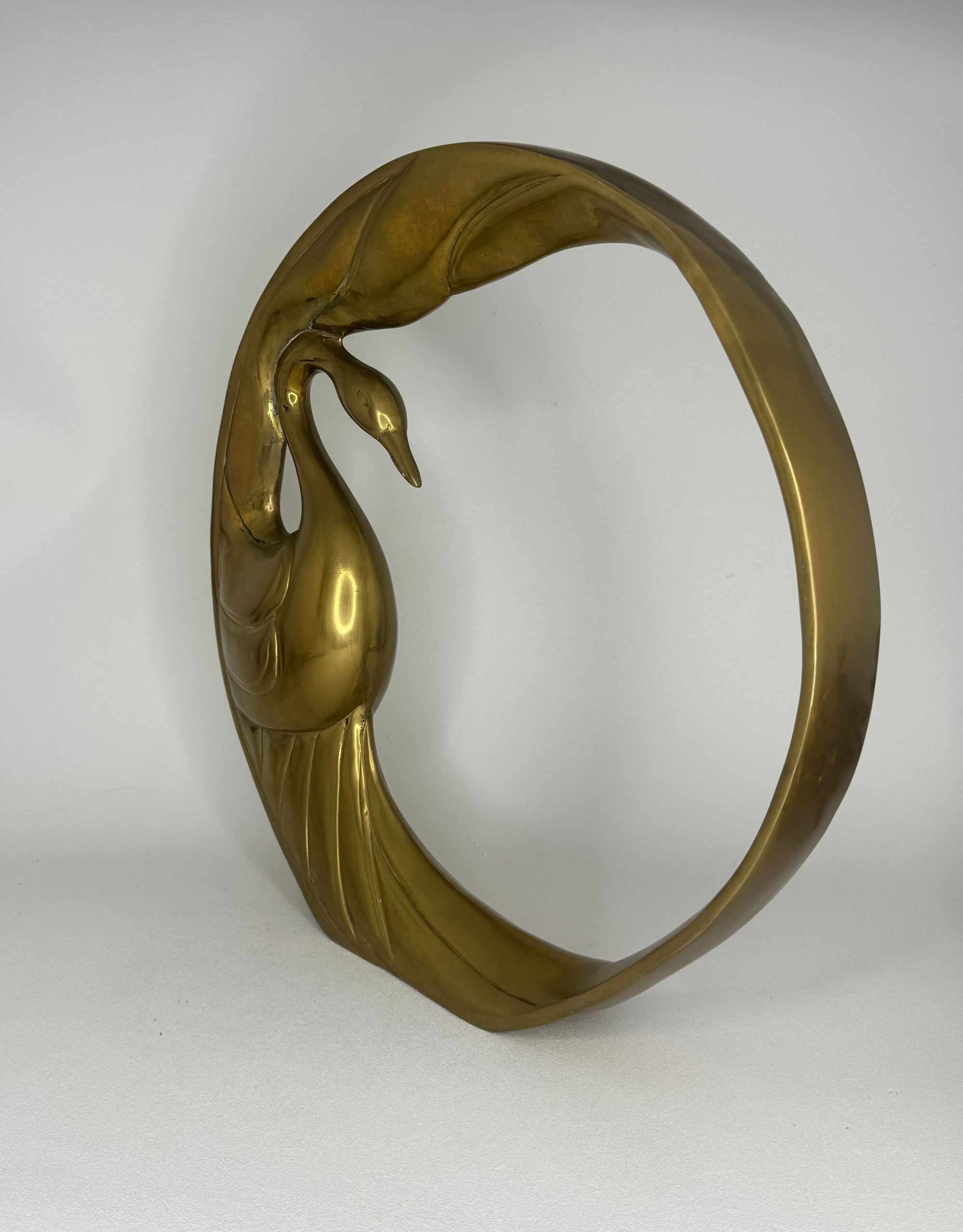 Dolbi Cashier 1984 Brass Swan Ring Sculpture – Large Mid Century Modern