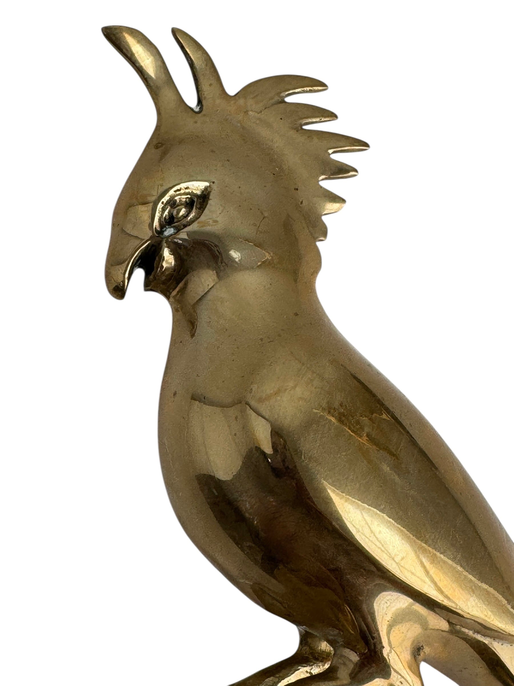 Hollywood Regency Brass Cockatoo Pair on Marble – Mid-Century Modern Elegance