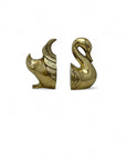 Vintage Brass Swan Bookends- A Pair