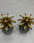 Vintage Brass and Marble Candlestick Holders- A Pair