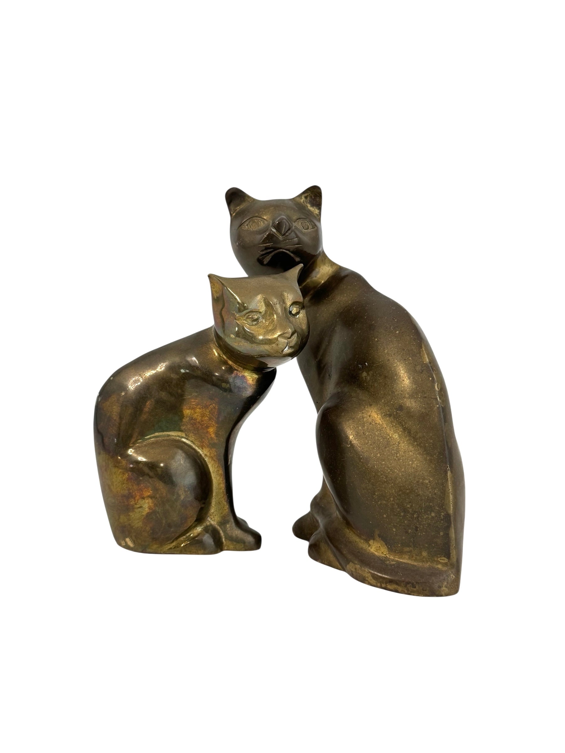 Vintage Brass Cat Pair