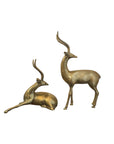 Vintage Mid-Century Brass Antelope Sculptures – Pair