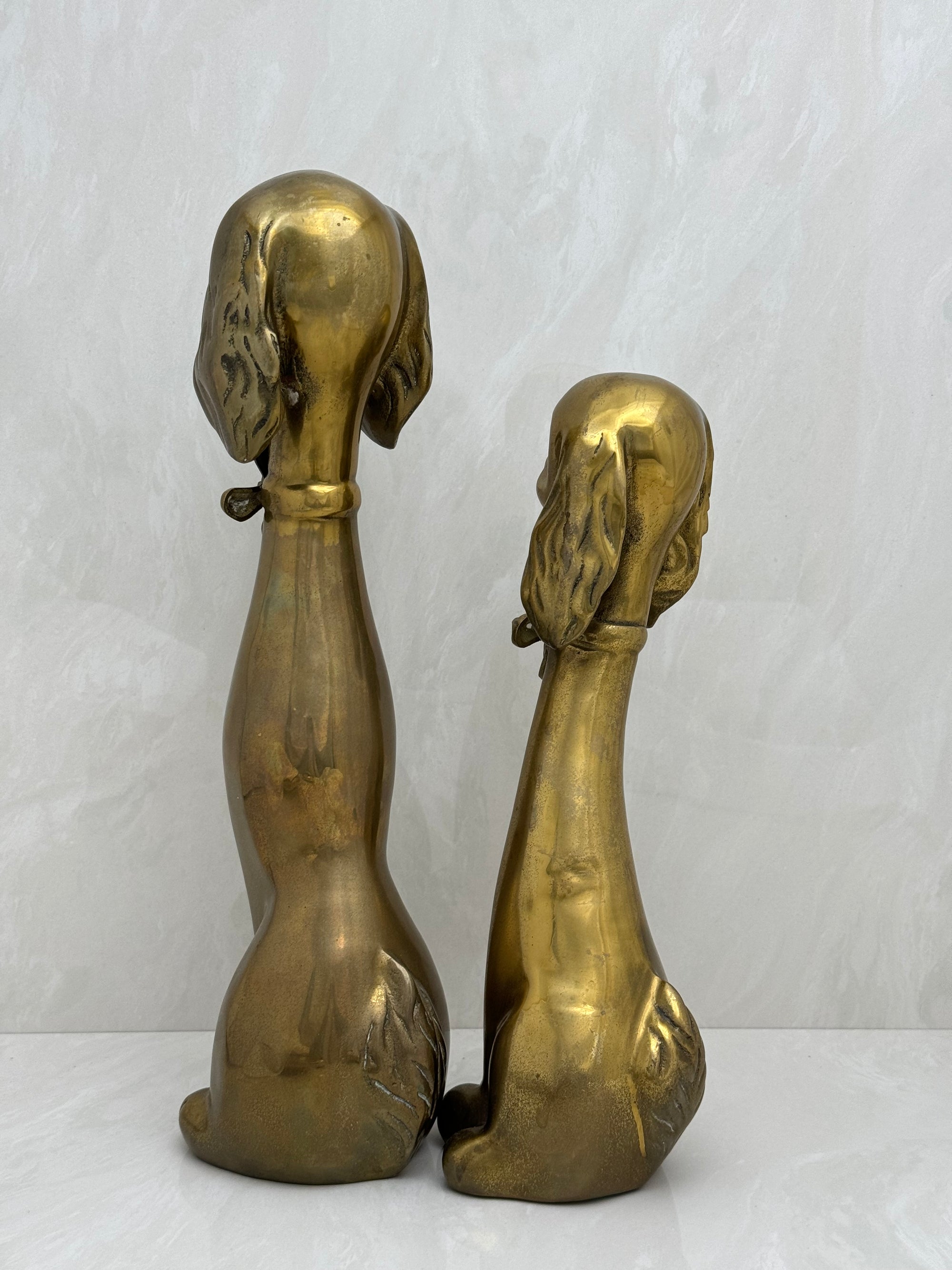 Large Vintage Brass Puppy Duo-A Pair