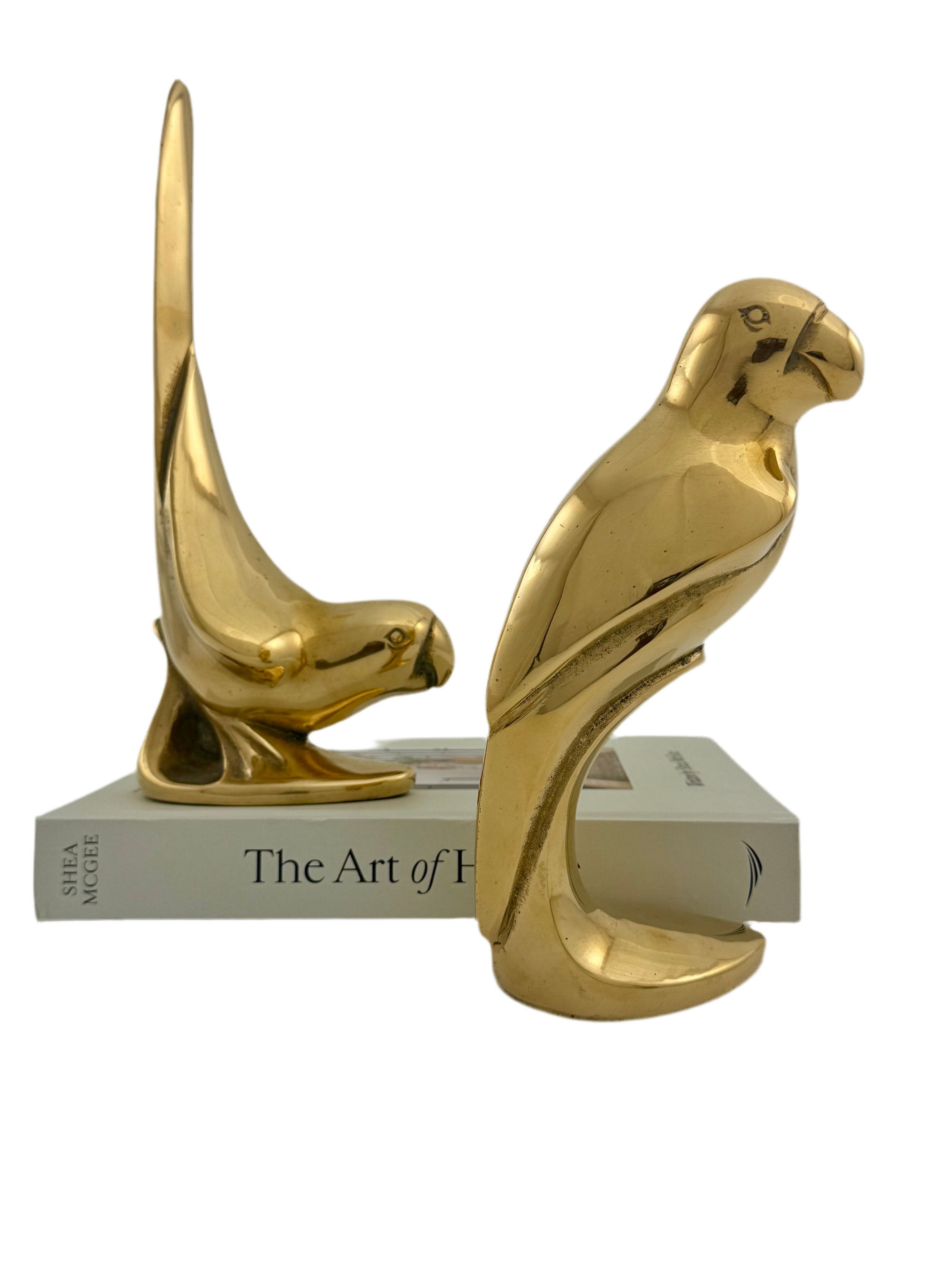 Large Vintage Brass Parrots-A Pair