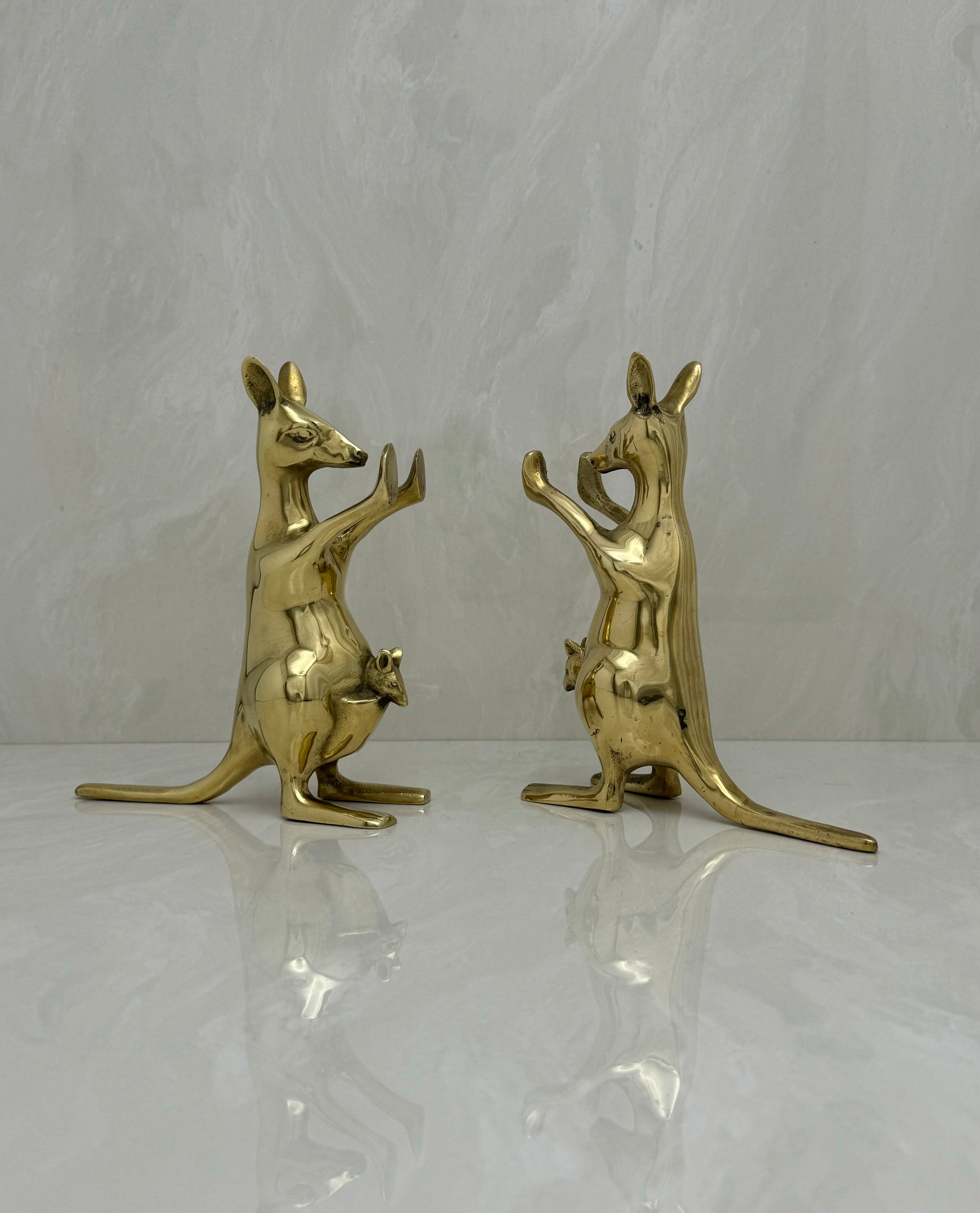 Vintage Brass Kangaroo Bookends-A Pair