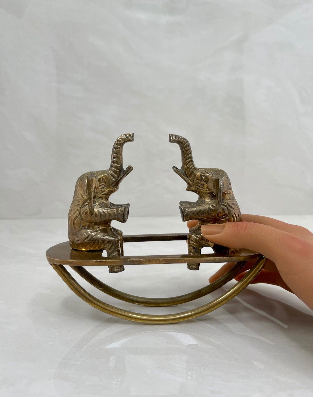 Vintage Brass Elephants on Teeter Totter