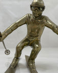 Vintage Brass Skier Figurine