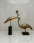 Vintage Brass Peacocks on Marble Bases- A Pair by Rosenthal Netter