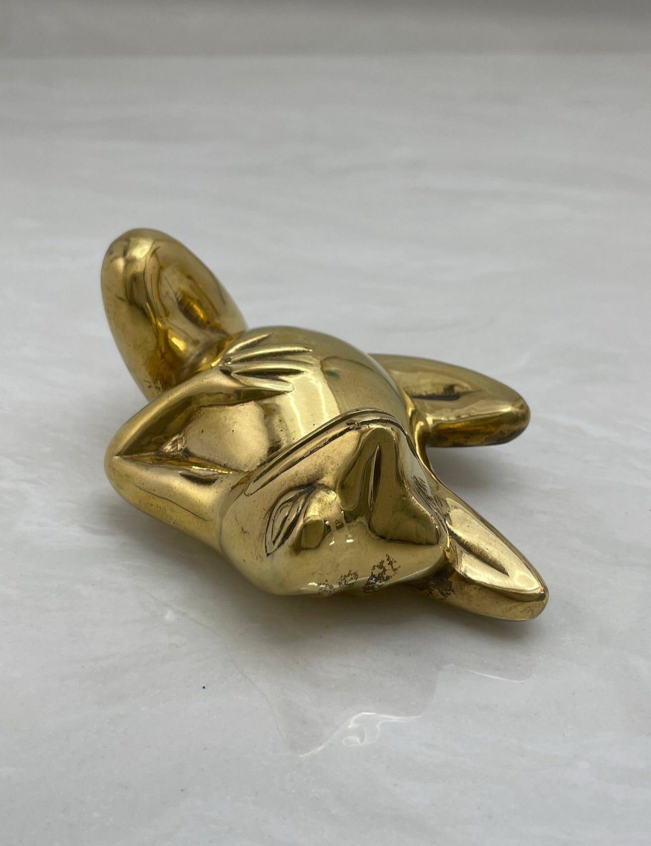 Vintage Brass Frog Relaxing On Back
