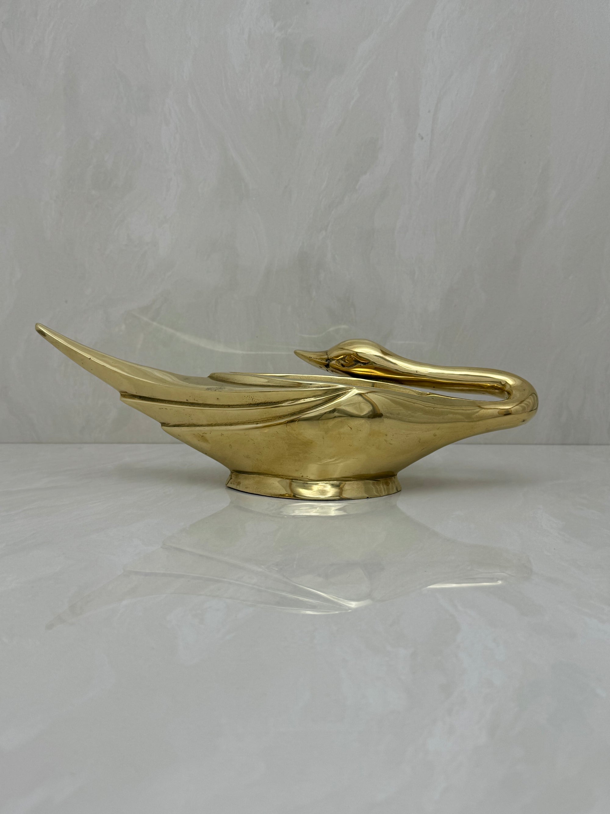 Vintage Brass Swan Trinket Dish