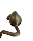 Vintage Brass Reclining Cat Shelf Sitter