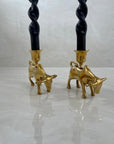 Vintage Brass Bull Candleholders