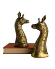 Vintage Brass Giraffe Head Sculptures – Mid-Century Modern Pair