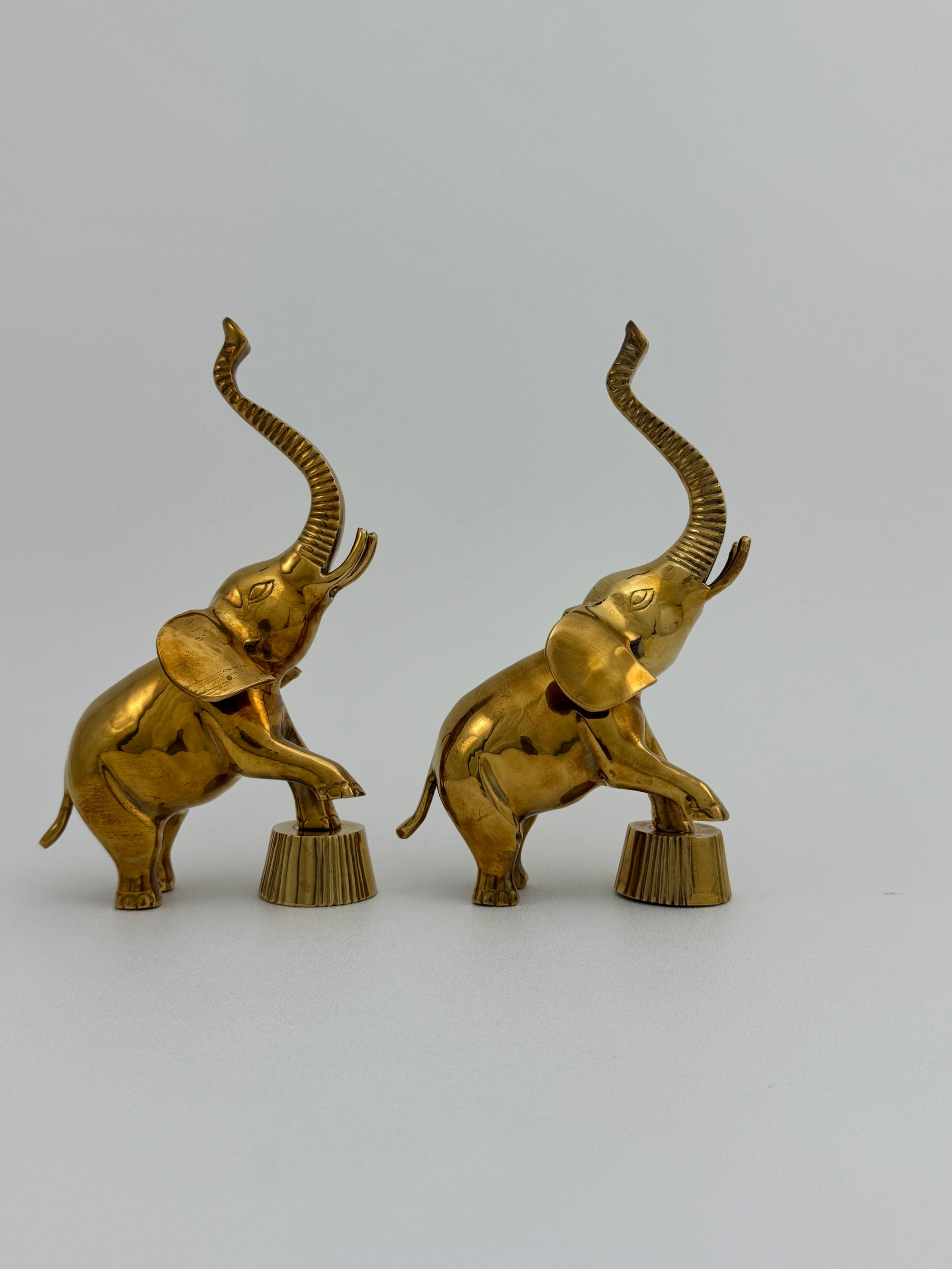 Vintage Brass Circus Elephants- A Pair