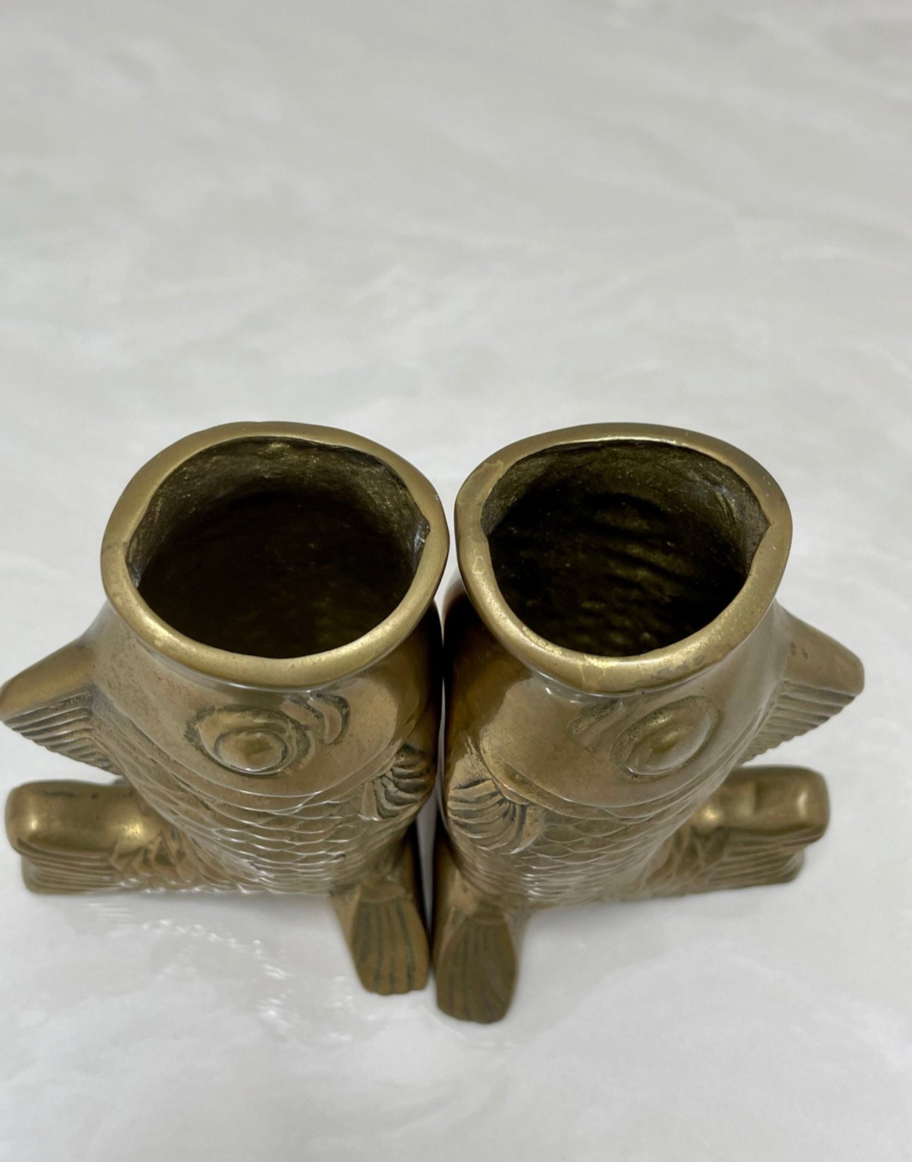 Vintage Brass Fish Vases-A Pair