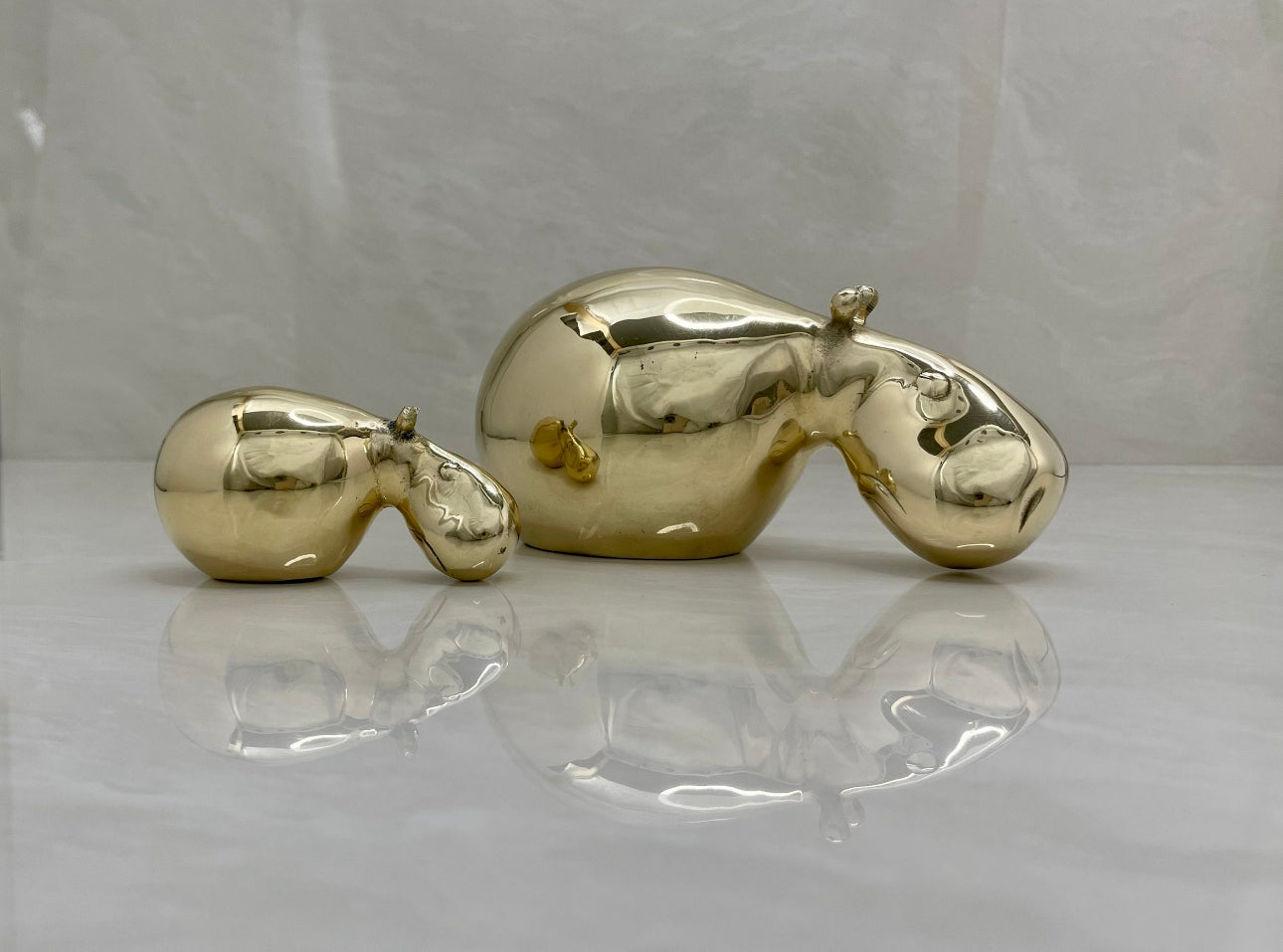 Golden Snooze – Vintage Brass Hippo Pair
