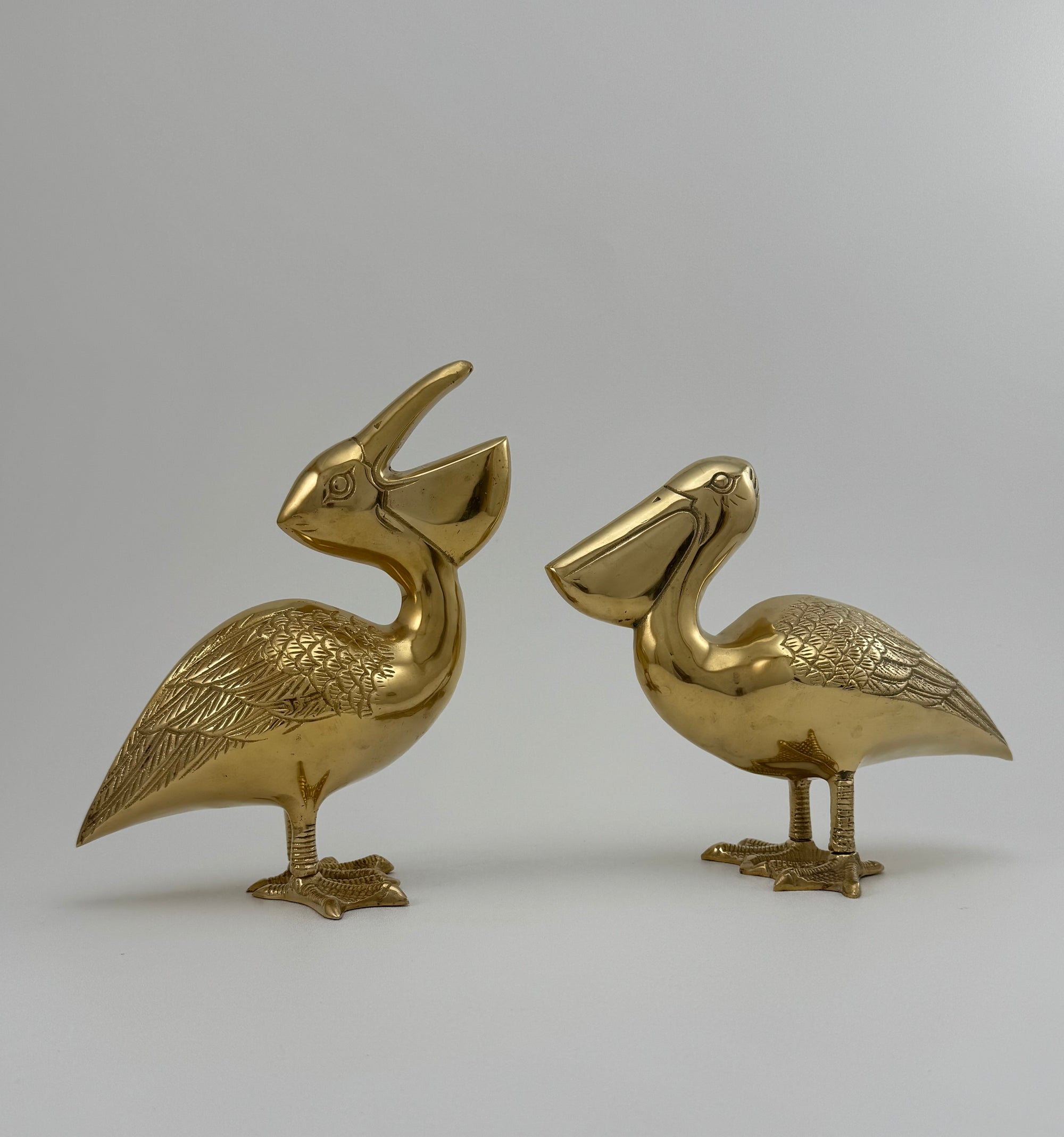 A Large Pair of Vintage Brass Pelicans-MCM