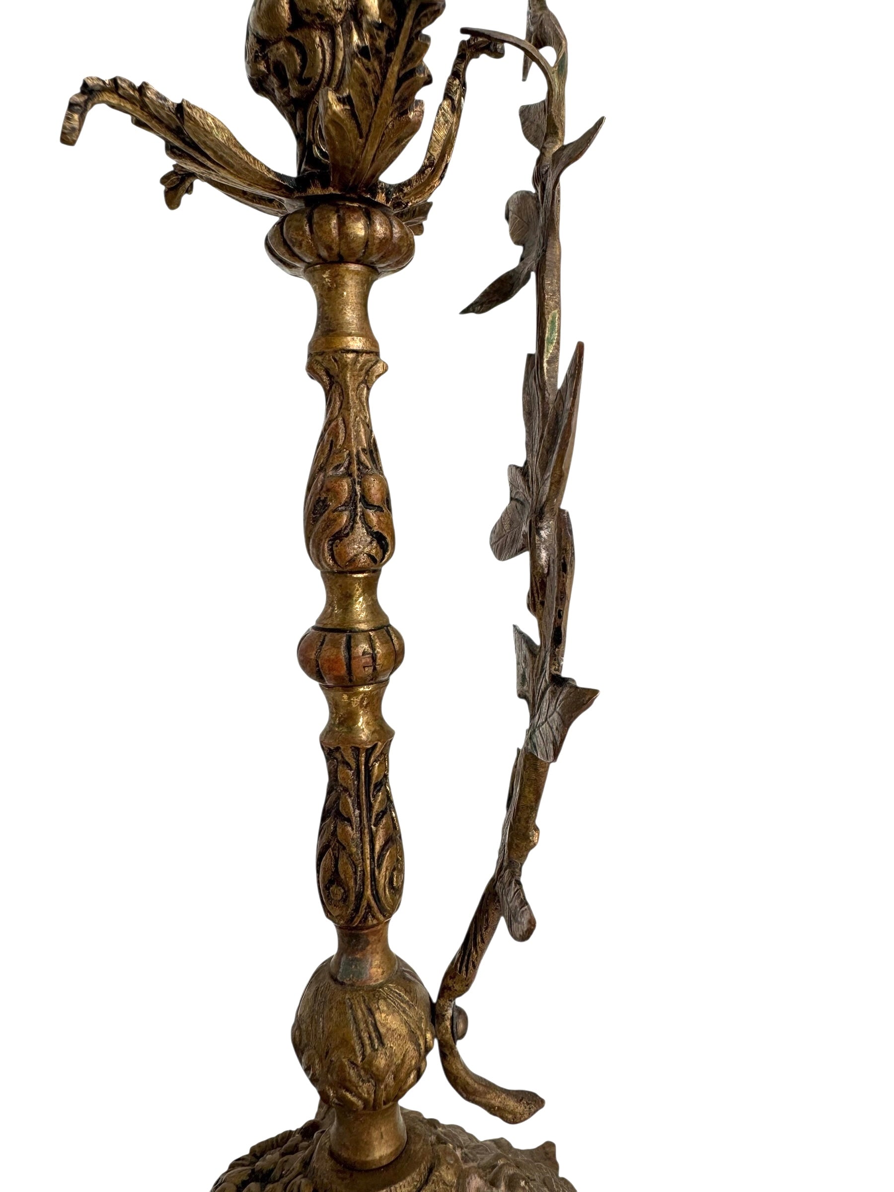 Pair of Vintage Rococo Brass Candleholders – Ornate Floral &amp; Vine Taper Holders-Made in Spain