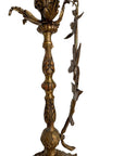 Pair of Vintage Rococo Brass Candleholders – Ornate Floral & Vine Taper Holders-Made in Spain