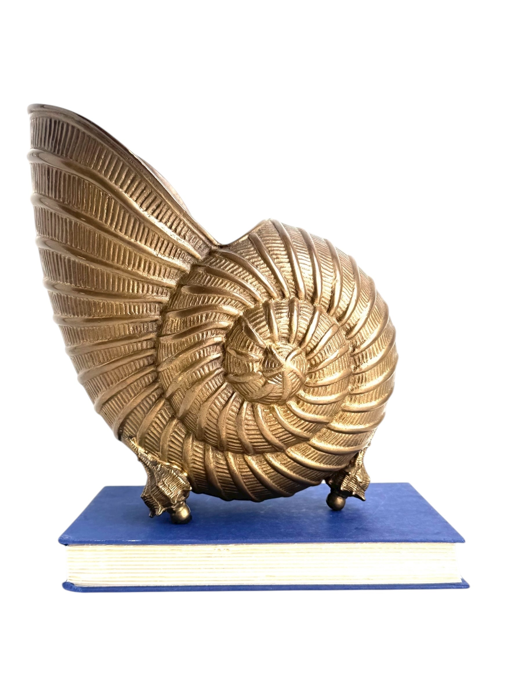 Vintage Brass Nautilus Shell Wine Bucket or Planter