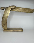 Large Vintage Brass Bird in Flight Sculpture | Modernist Crane Heron Egret Coastal Brass Art