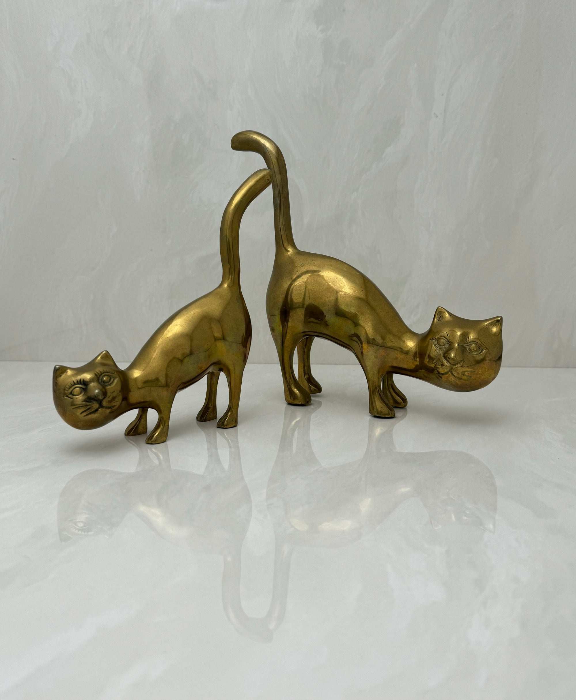 Vintage Brass Cats Tail Up-A Pair
