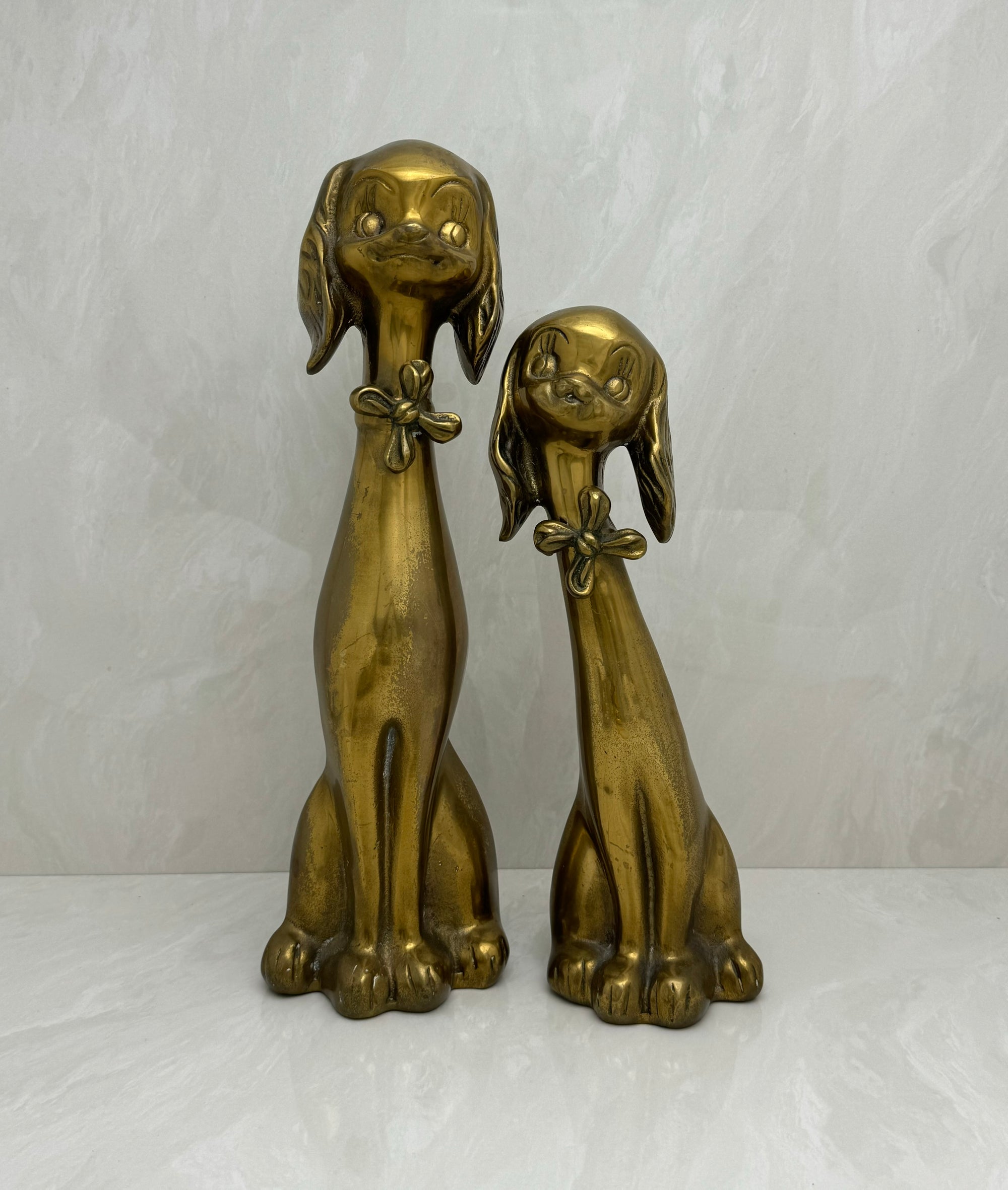 Large Vintage Brass Puppy Duo-A Pair