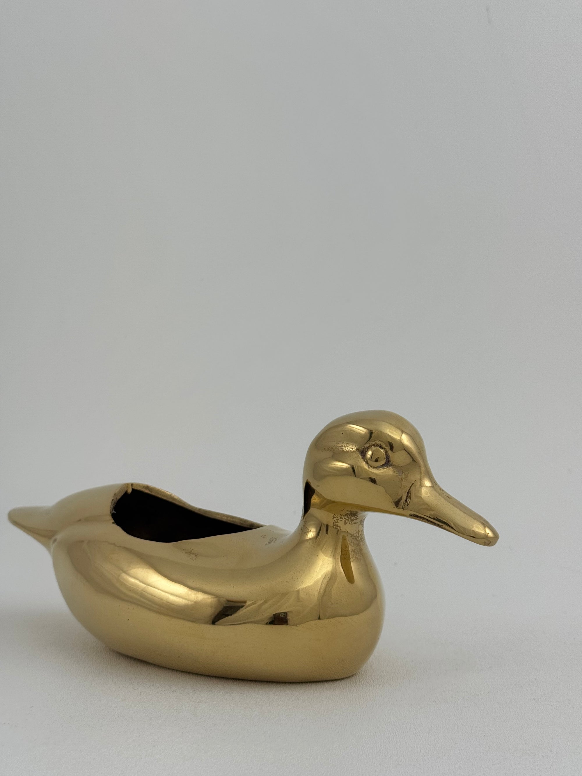 Vintage Brass Duck Stash Pot
