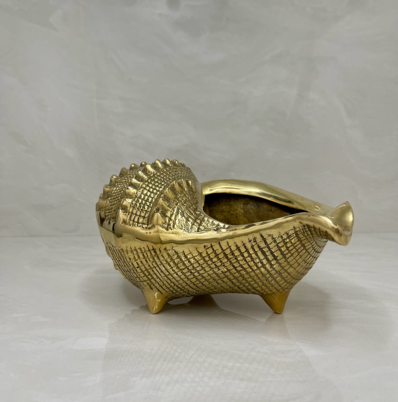 Vintage Brass MCM Shell Planter