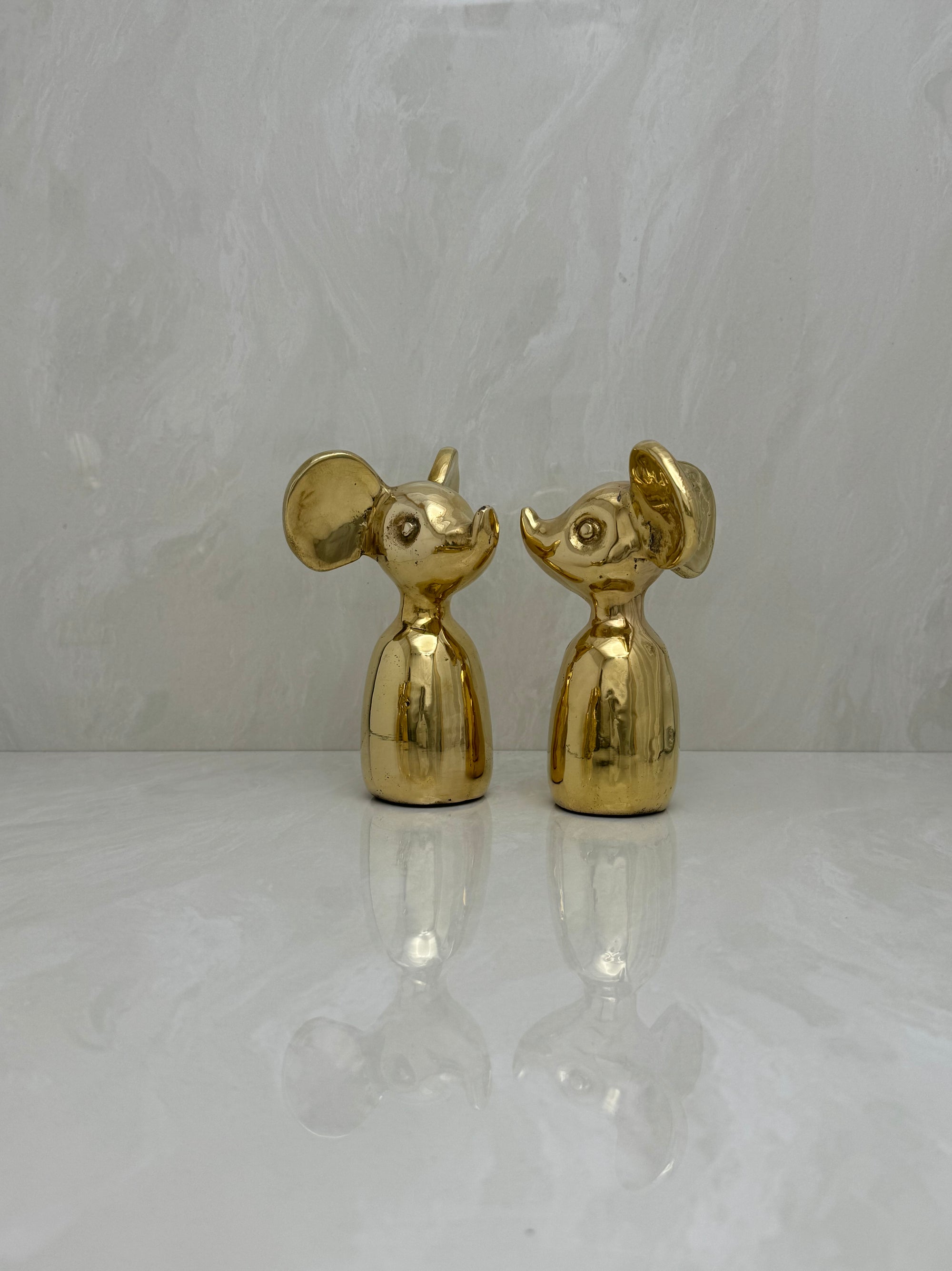 Vintage Brass Mouse-A Pair