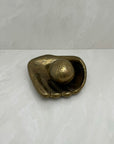 Vintage Brass Baseball Glove and Ball-A Two Piece Set