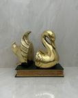 Vintage Brass Swan Bookends- A Pair