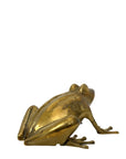 Vintage Brass Frog Figurine – Mid-Century Modern Toad Sculpture | Hollywood Regency Paperweight