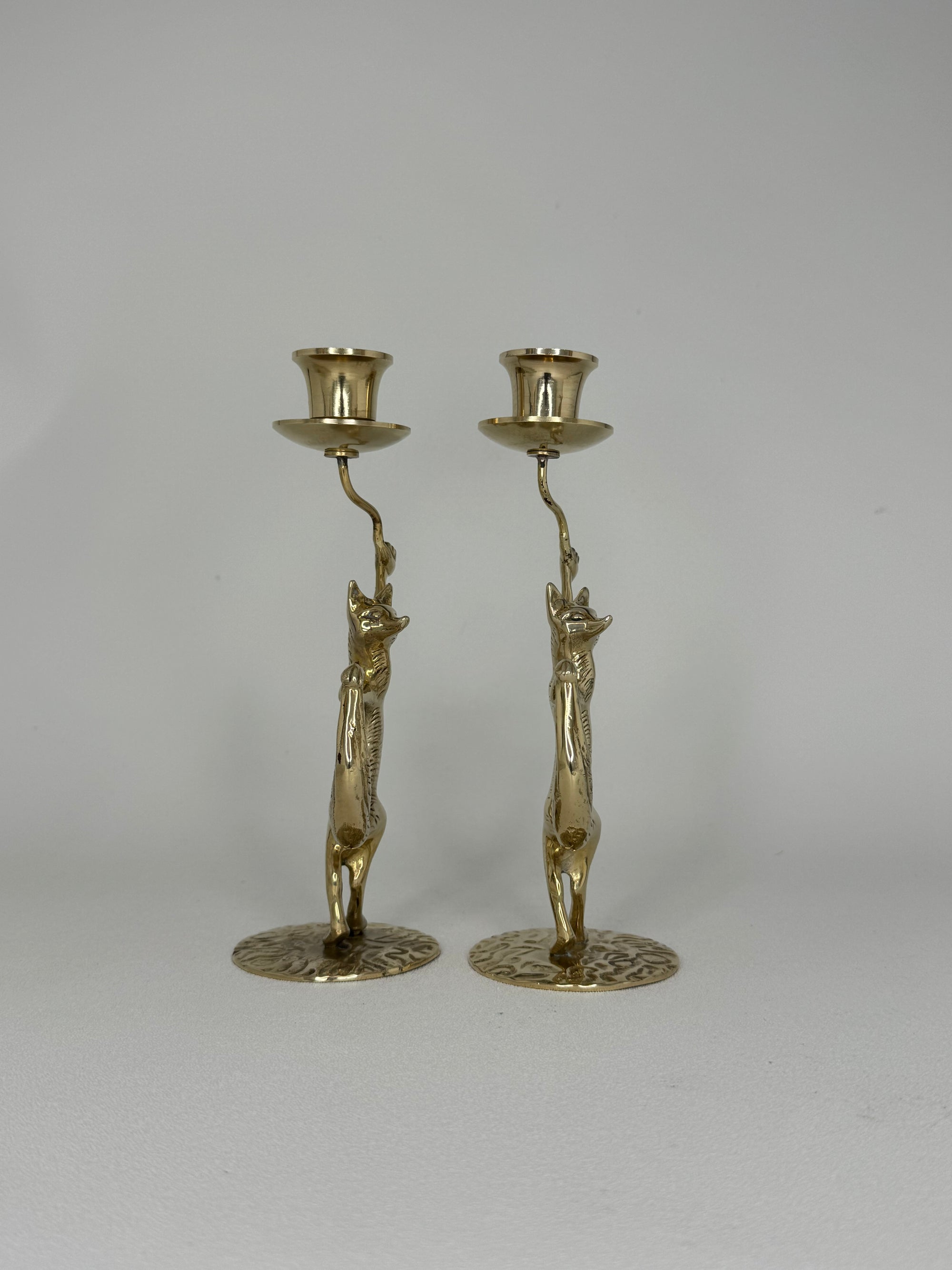 Dancing Fox Candleholders- A Pair