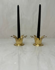 Vintage Brass Crown Candleholders-A Pair