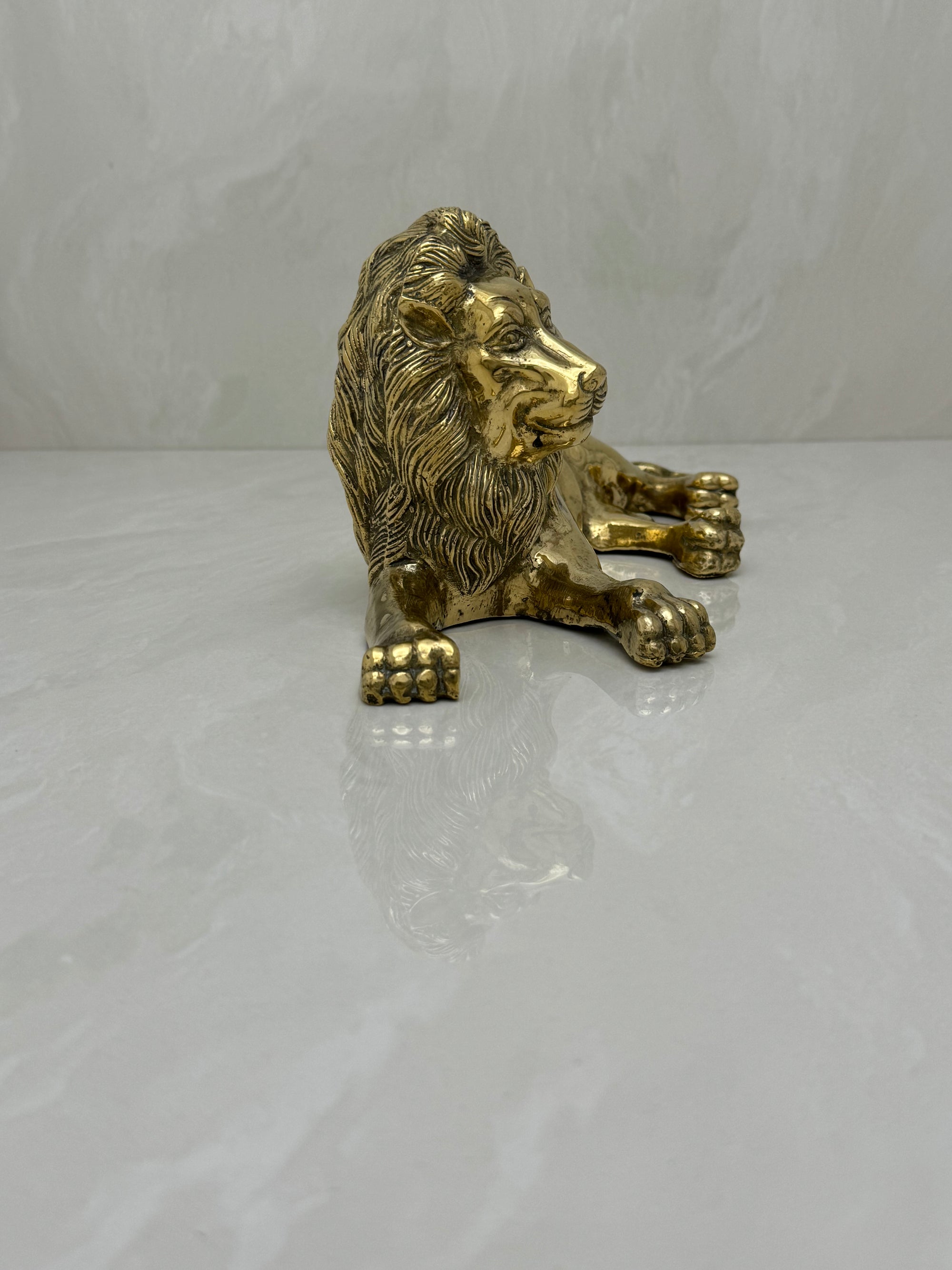 Highly Detailed Vintage Brass Lion