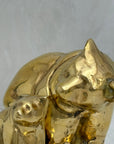 Vintage Brass Mama Bear and Cub on Rock