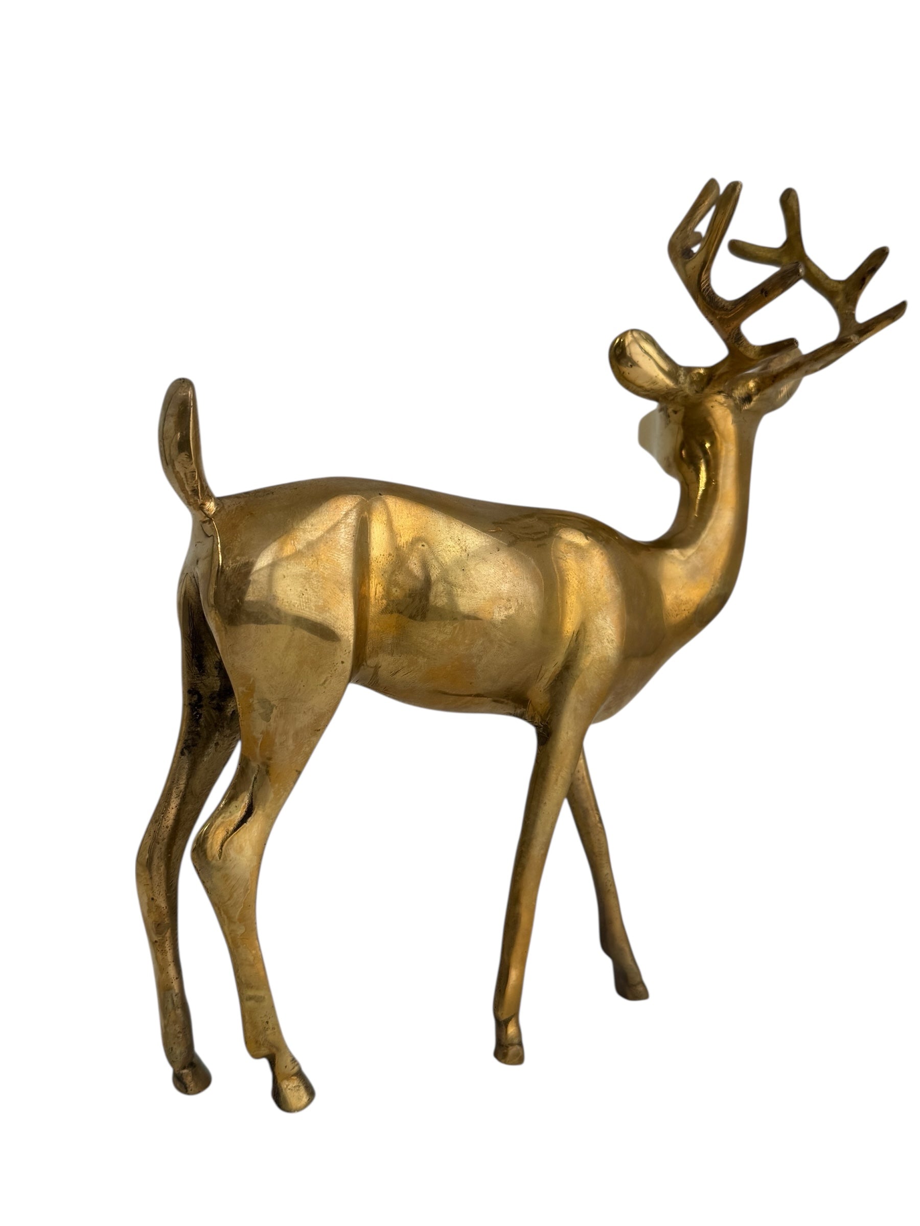 Vintage Brass Deer in a Gentle Gaze