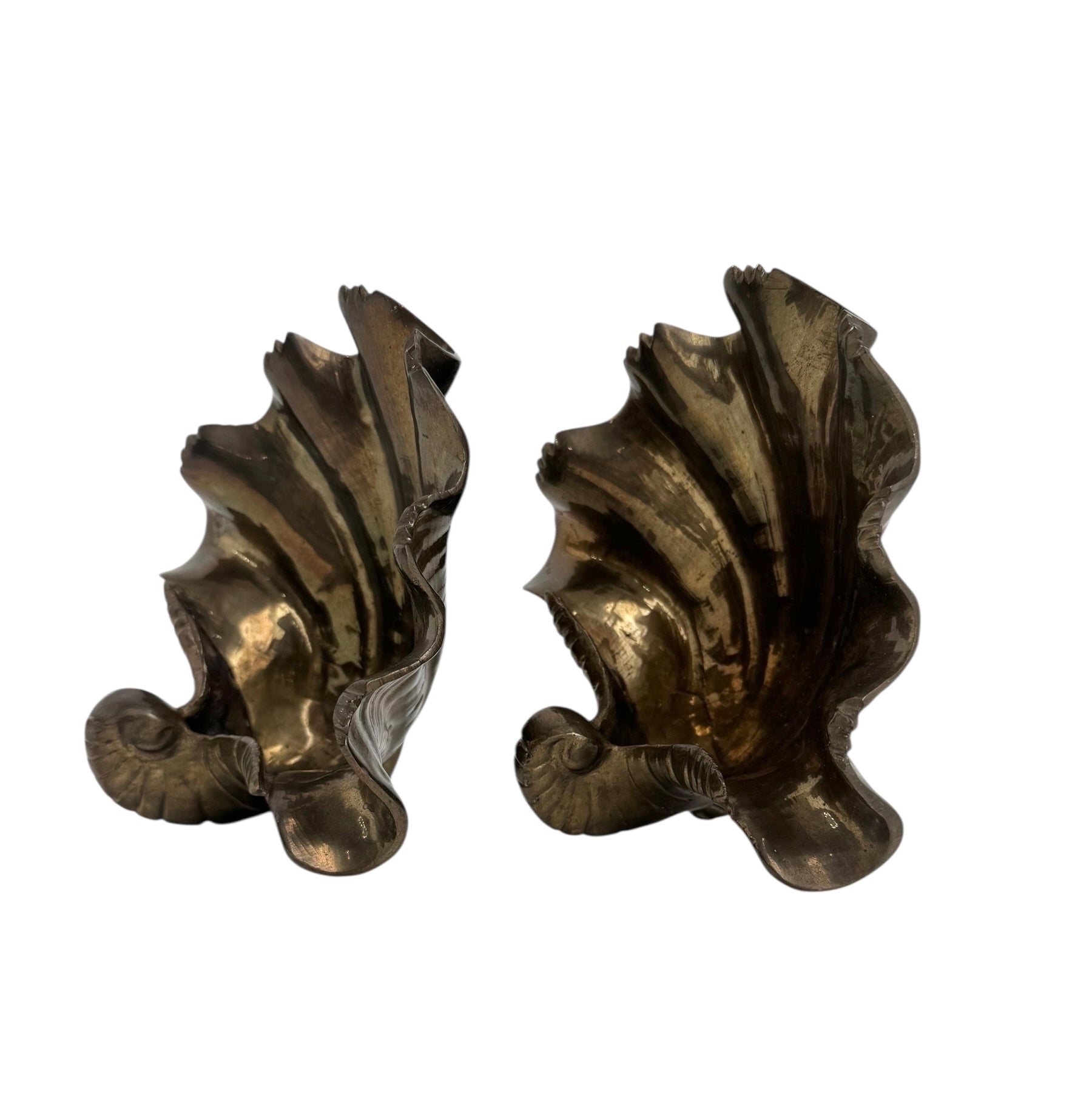 Vintage Brass Shell Dishes – Set of 2 Coastal Sculptural Accents