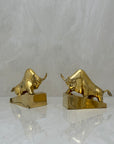 Vintage Brass Charging Bulls-A Pair