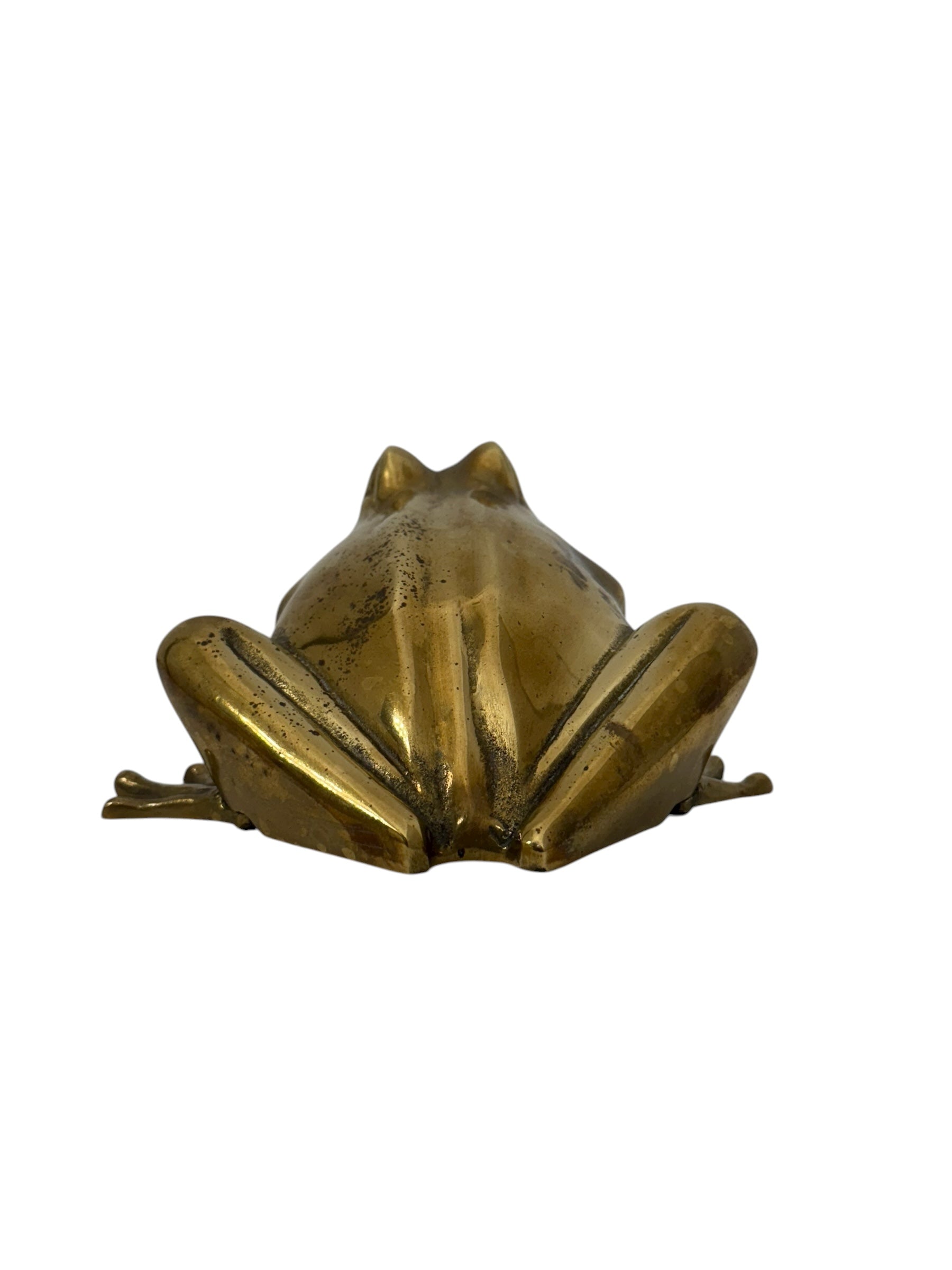 Vintage Brass Frog Figurine – Mid-Century Modern Toad Sculpture | Hollywood Regency Paperweight