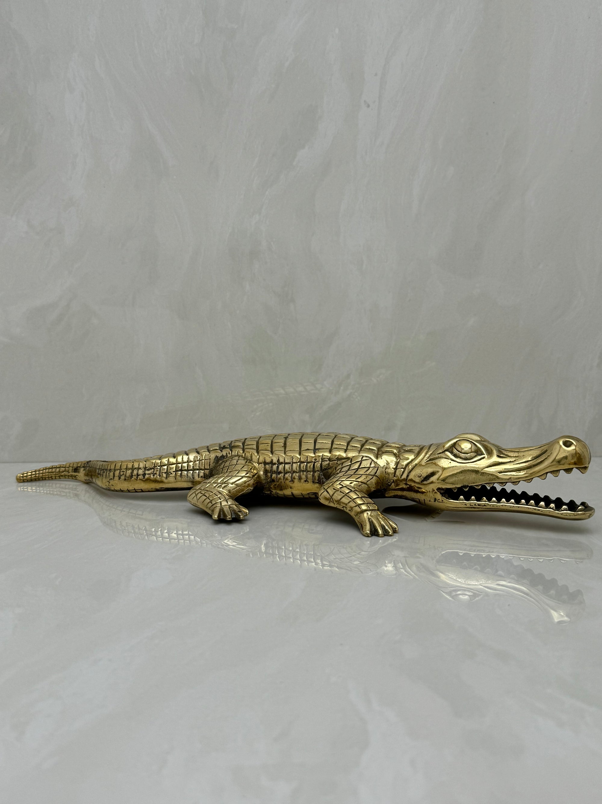 Large Vintage Brass Alligator