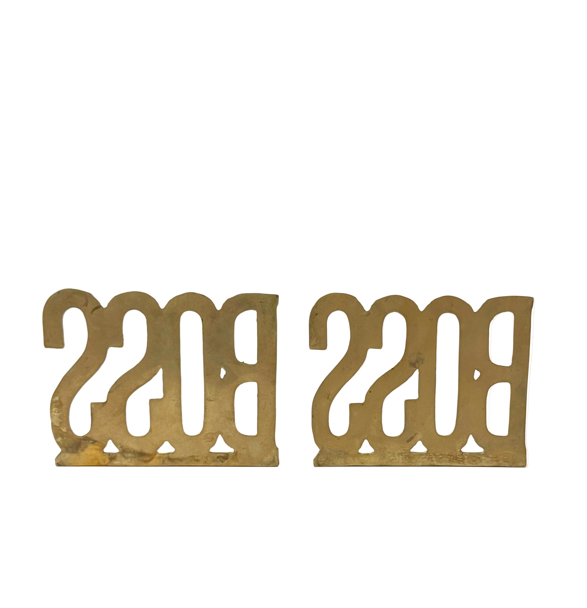 Vintage Brass “BOSS” Bookends | Mid-Century Modern Office Decor