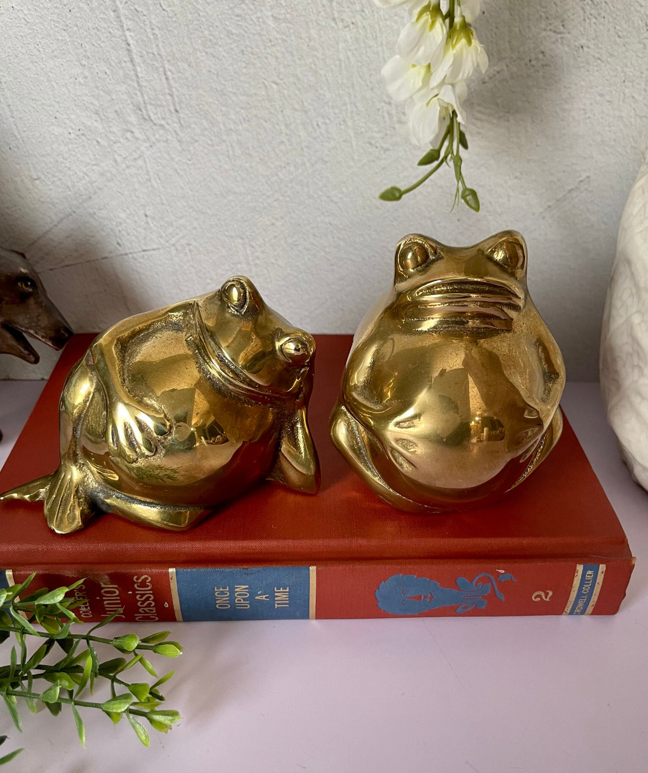 Vintage Brass Big Belly Retro Frogs- A Pair