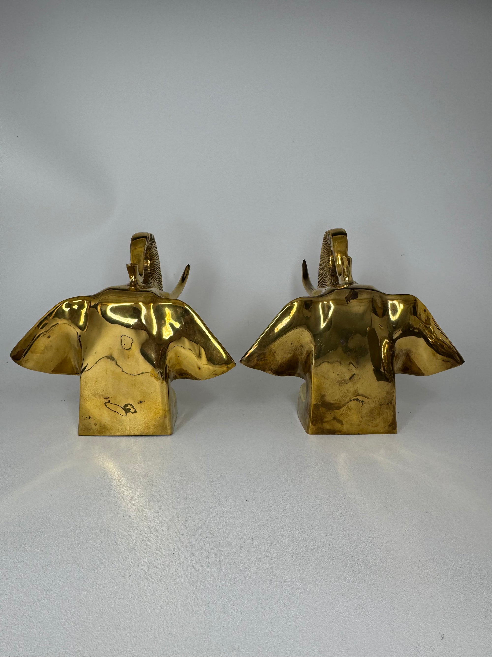 Vintage Brass Large Elephants Bookends-A Pair