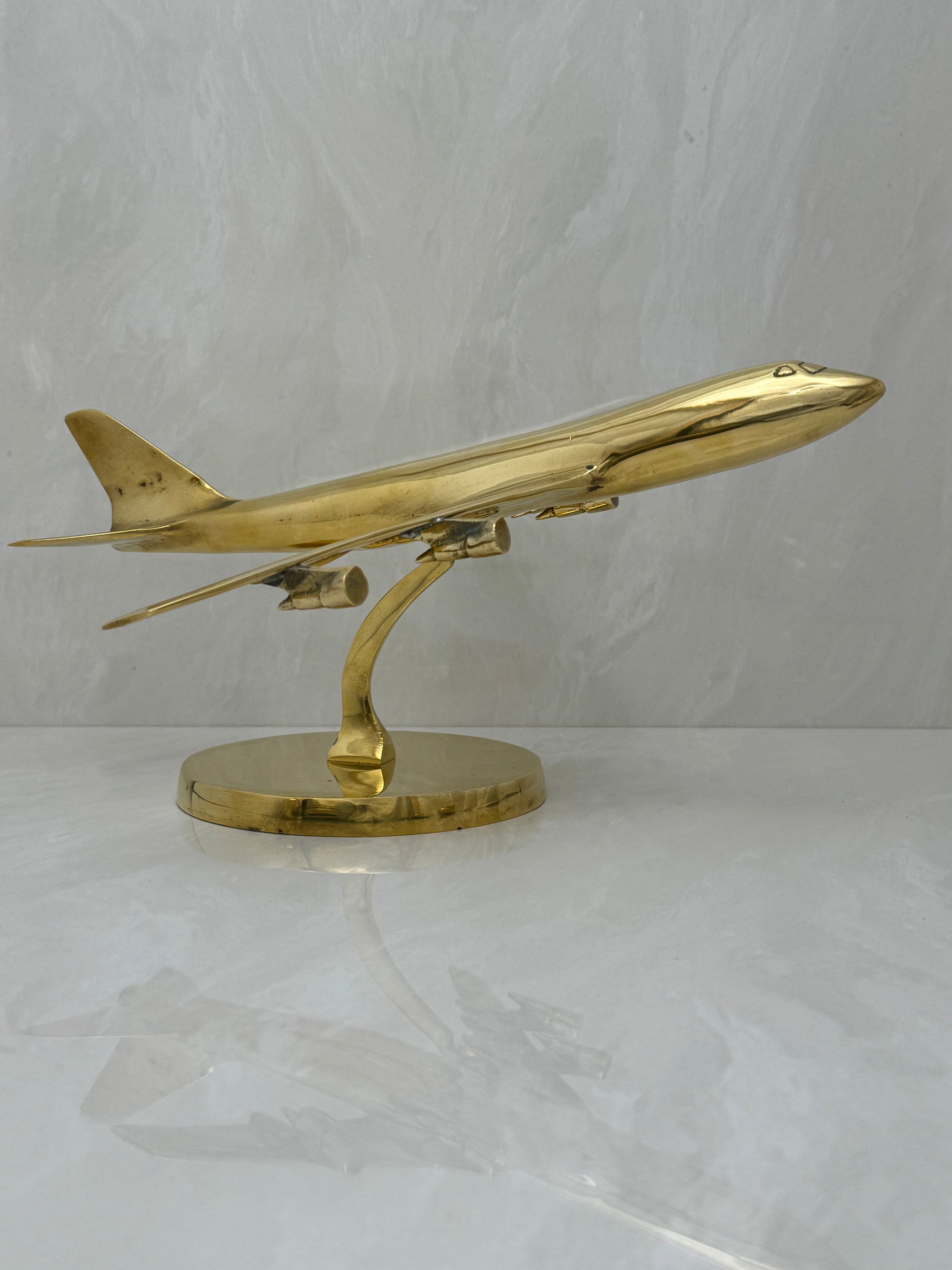 Vintage Brass Airplane on Stand