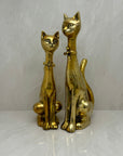 Large Vintage Brass Cats With Bow Tie-A Pair