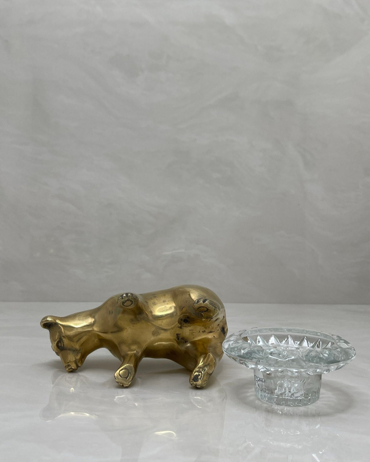 Vintage Brass Bear Candleholder