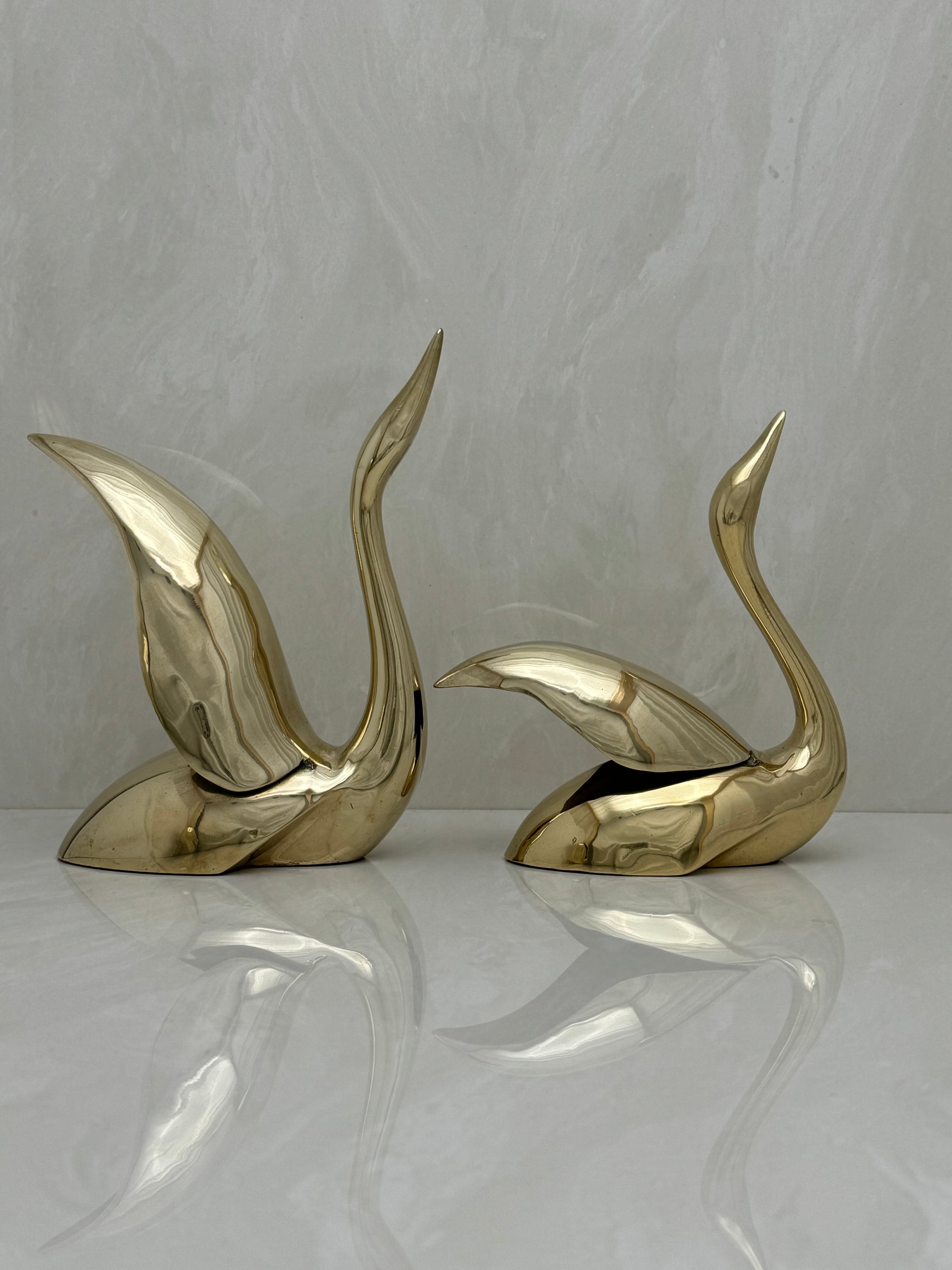 Vintage MCM Brass Swans- A Pair